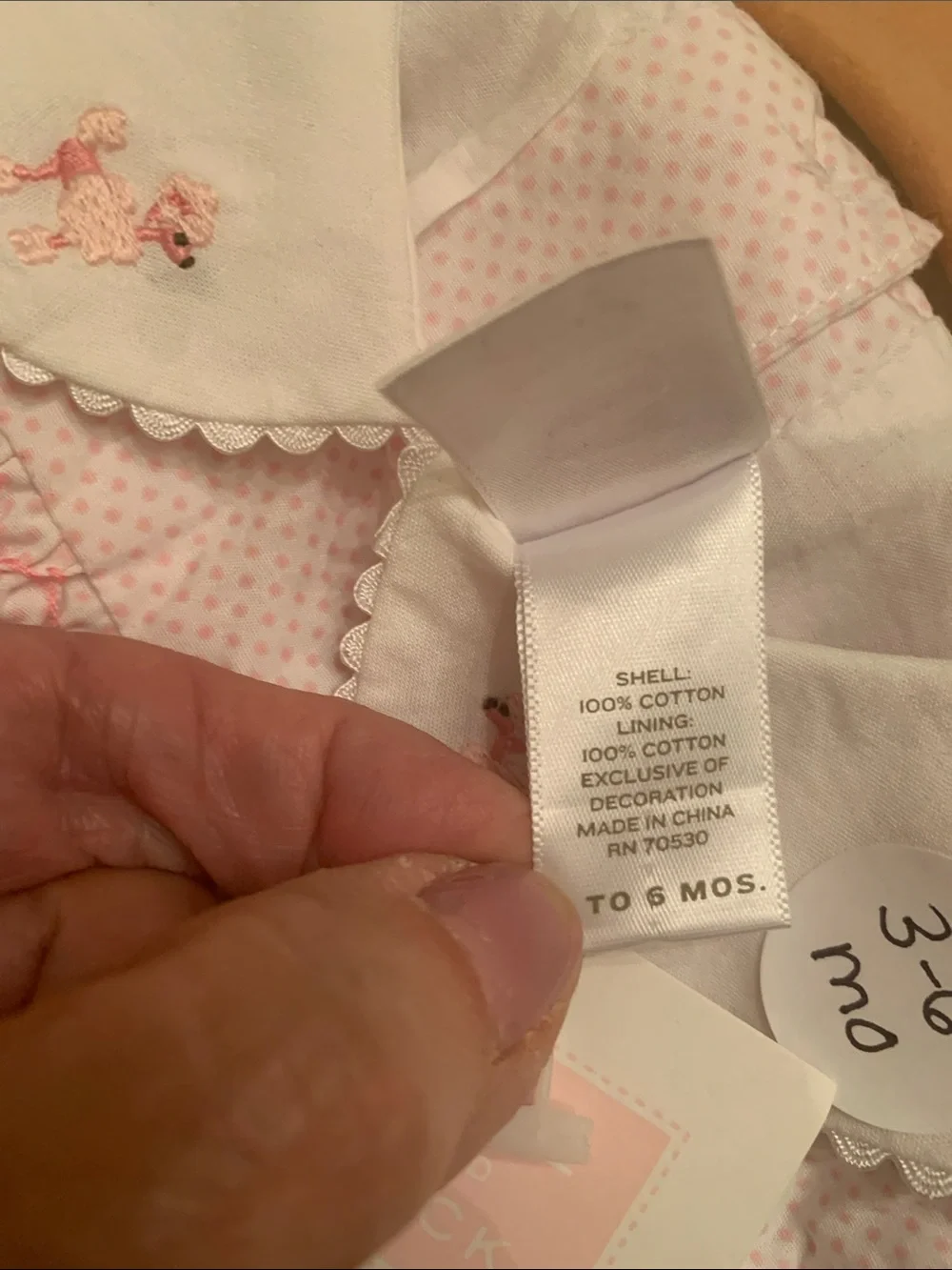 Janie and Jack Light Pink Smocked Dress with Peter Pan Collar 3-6 months poodles